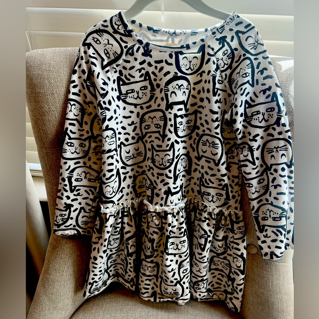 Tucker + Tate Kitty Cat Sweater Dress In Black/White, Like New Condition, Size 4